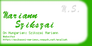 mariann szikszai business card